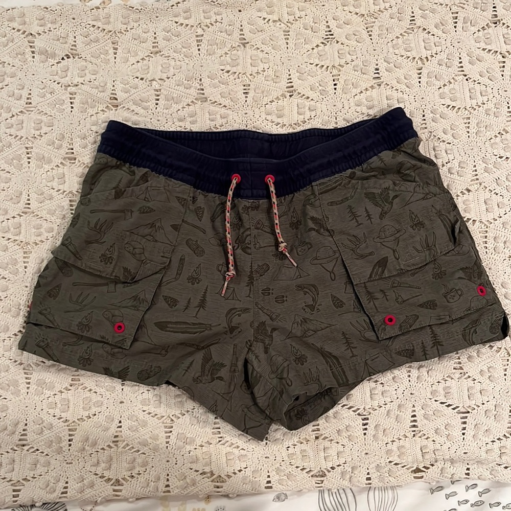 Columbia Olive Green & Navy Drawstring Cargo Shorts M